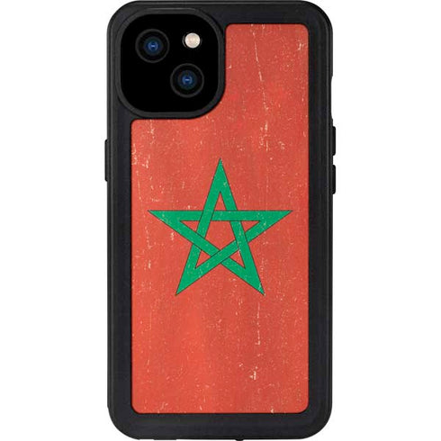 Morocco Flag Distressed iPhone 15 Plus Waterproof Case